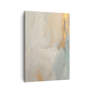 Bild auf Leinwand - Leinwandbild - Zarte abstrakte Striche in Weiß- und Goldtönen - 50x70cm - Abstraktion – das Land der Sanftheit - Moderne Wanddekoration für Wohnzimmer und Schlafzimmer ARTTOR