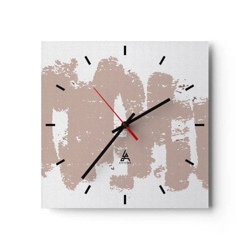 Wanduhr - Glasuhr - Zartrosa Formen auf hellem Hintergrund - 30x30cm - Abstraktion in zartem Rosa - Moderne Wanddekoration für Wohnzimmer und Schlafzimmer ARTTOR
