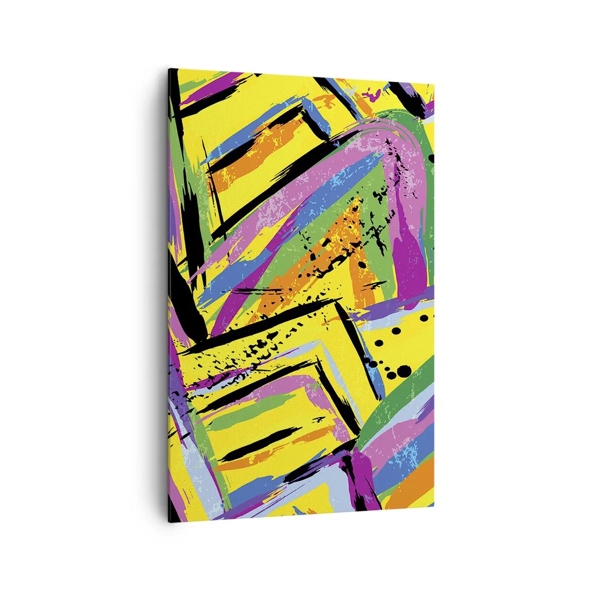 Bild auf Leinwand - Leinwandbild - Lebendige Abstraktion in leuchtenden Farben und dynamischen Formen - 80x120cm - Bis sie vor Freude schreit - Moderne Wanddekoration für Wohnzimmer und Schlafzimmer ARTTOR