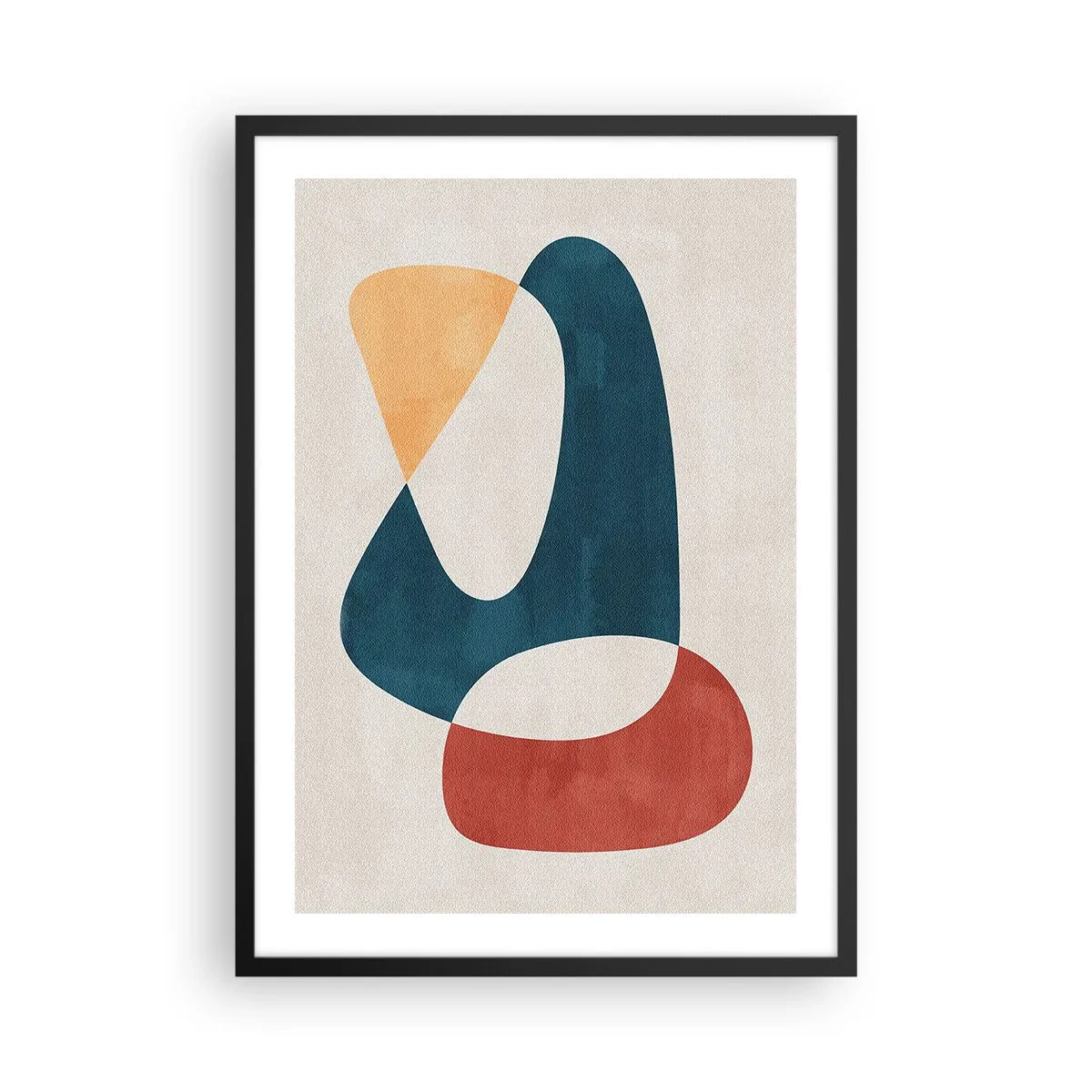 Poster in einem schwarzem Rahmen - Eine abstrakte Komposition aus geometrischen Formen in warmen Farben. - 50x70cm - Einflüsse und Metamorphosen - Moderne Wanddekoration für Wohnzimmer und Schlafzimmer ARTTOR