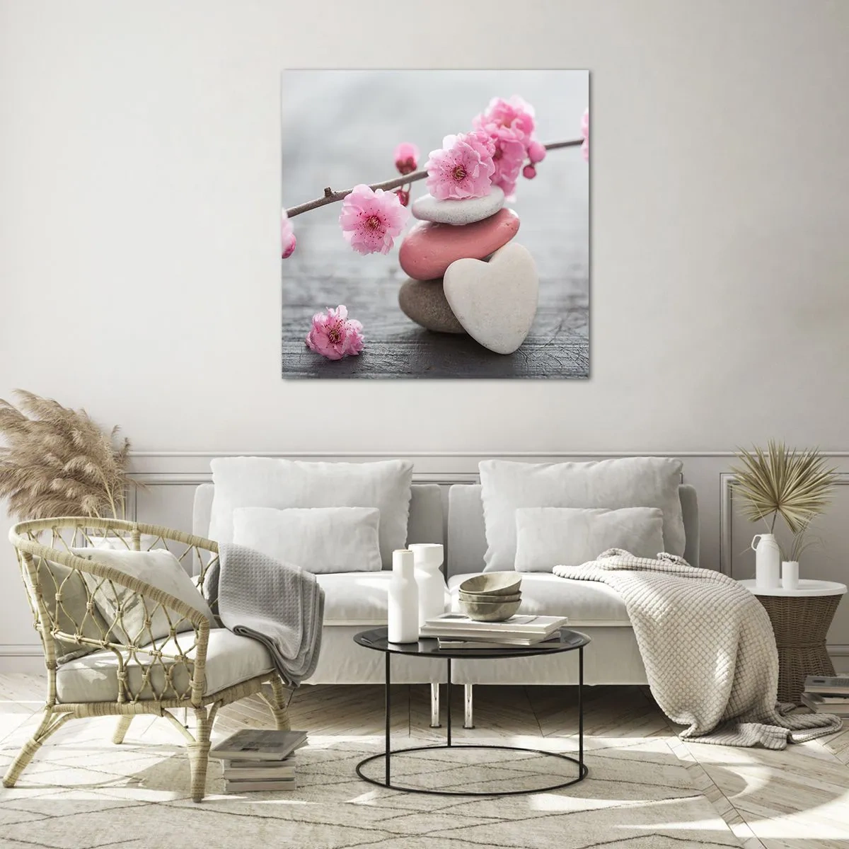 Glasbild - Bild auf glas - Glückseligkeit mit einer Kirschblüte - 40x40 cm