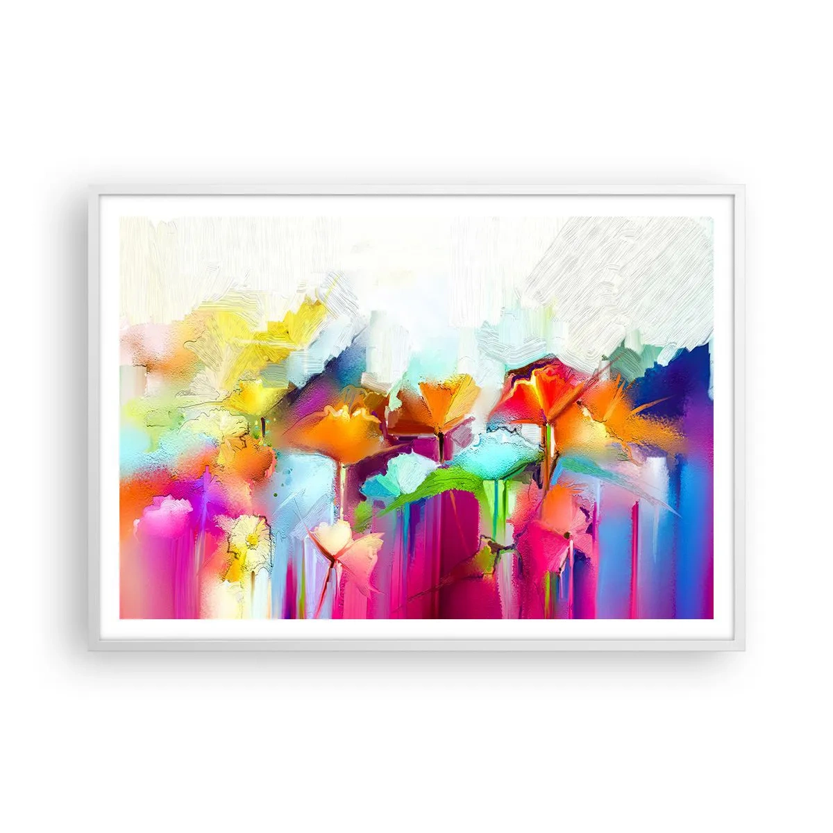 Poster in einem weißen Rahmen - Der Regenbogen ist aufgeblüht - 100x70 cm