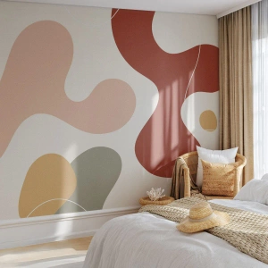 Fototapete Premium Sand - Abstrakte organische Formen in warmen Farben - 100x70cm - Kringel oder Schnörkel? - Moderne Wanddekoration für Wohnzimmer und Schlafzimmer ARTTOR