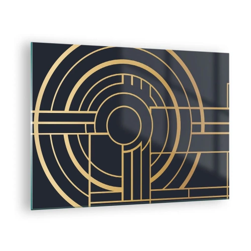Glasbild - Bild auf glas - Gold und Schwarz geometrische Abstraktion im Art-Deco-Stil - 70x50cm - Wendungen der Dinge - Moderne Wanddekoration für Wohnzimmer und Schlafzimmer ARTTOR