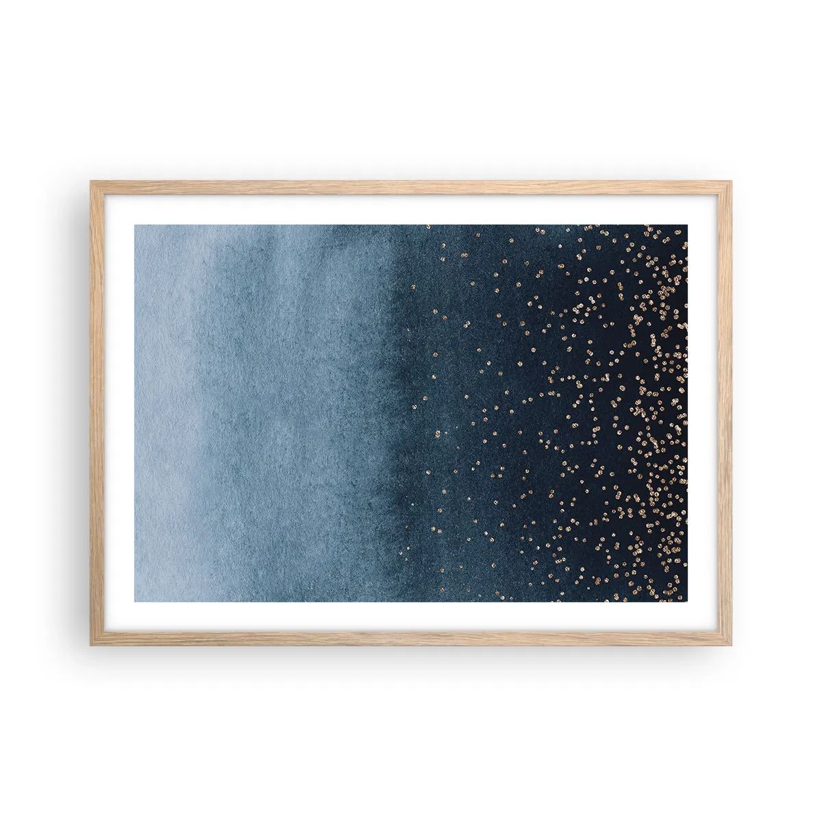 Poster in einem Rahmen aus heller Eiche - Komposition - blaue Phasen - 70x50 cm