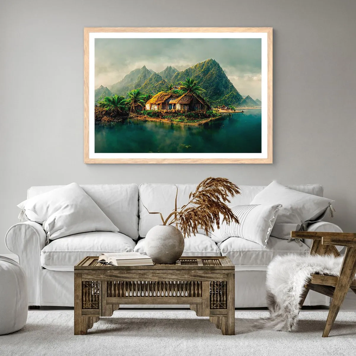 Poster in einem Rahmen aus heller Eiche - Tropisches Paradies - 40x30 cm