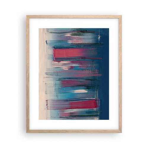 Poster in einem Rahmen aus heller Eiche - Vertikale Komposition in Blau und Rot - 40x50 cm