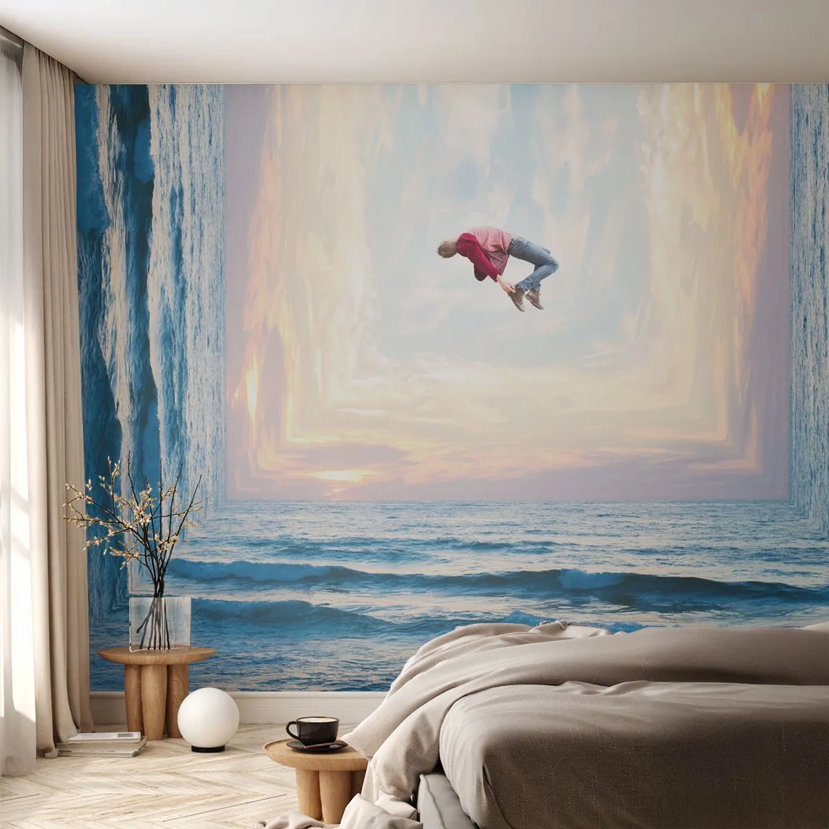 Fototapete Premium Canvas - In eine andere Dimension - Abstraktion, Mann, Natur - 400x280 cm