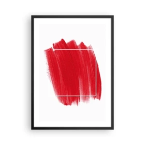 Poster in einem schwarzem Rahmen - Roter Pinsel mit weißer Kontur im minimalistischen Stil - 50x70cm - Aus dem Rahmen - Moderne Wanddekoration für Wohnzimmer und Schlafzimmer ARTTOR