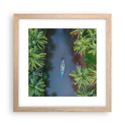 Poster in einem Rahmen aus heller Eiche - Auf einem tropischen Pfad - 30x30 cm