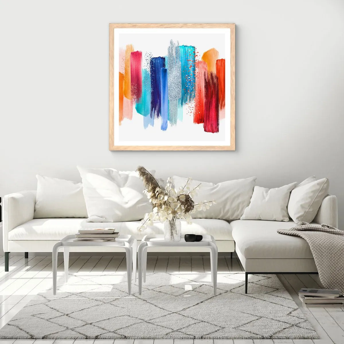 Poster in einem Rahmen aus heller Eiche - Auf und ab - 40x40 cm