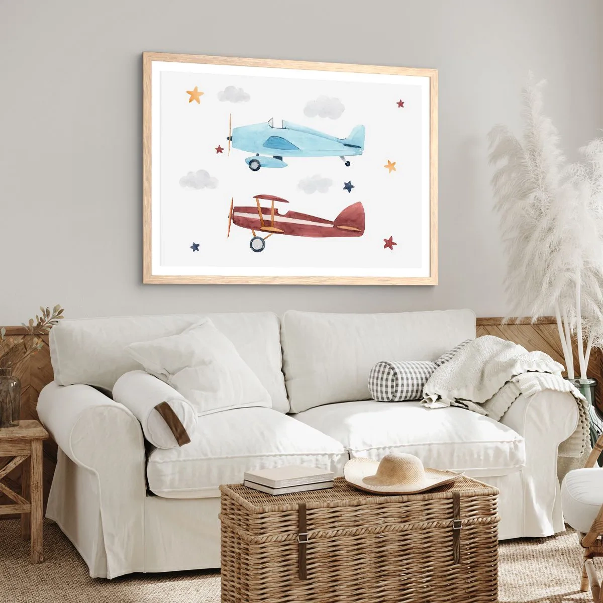 Poster in einem Rahmen aus heller Eiche - Wir warten, Herr Pilot! - 91x61 cm