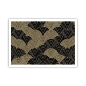 Poster - Art-Deco-Muster mit Halbkreisen und goldenen Linien - 100x70cm - Einheit in der Vielfalt - Moderne Wanddekoration für Wohnzimmer und Schlafzimmer ARTTOR