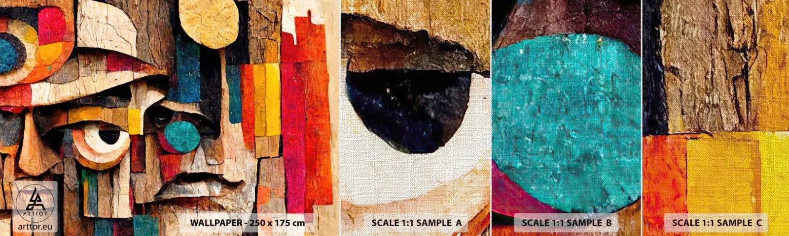 Fototapeten Muster Premium Canvas - Ich sehe dich… - Abstraktion, Holz, Skulptur - 100x30 cm