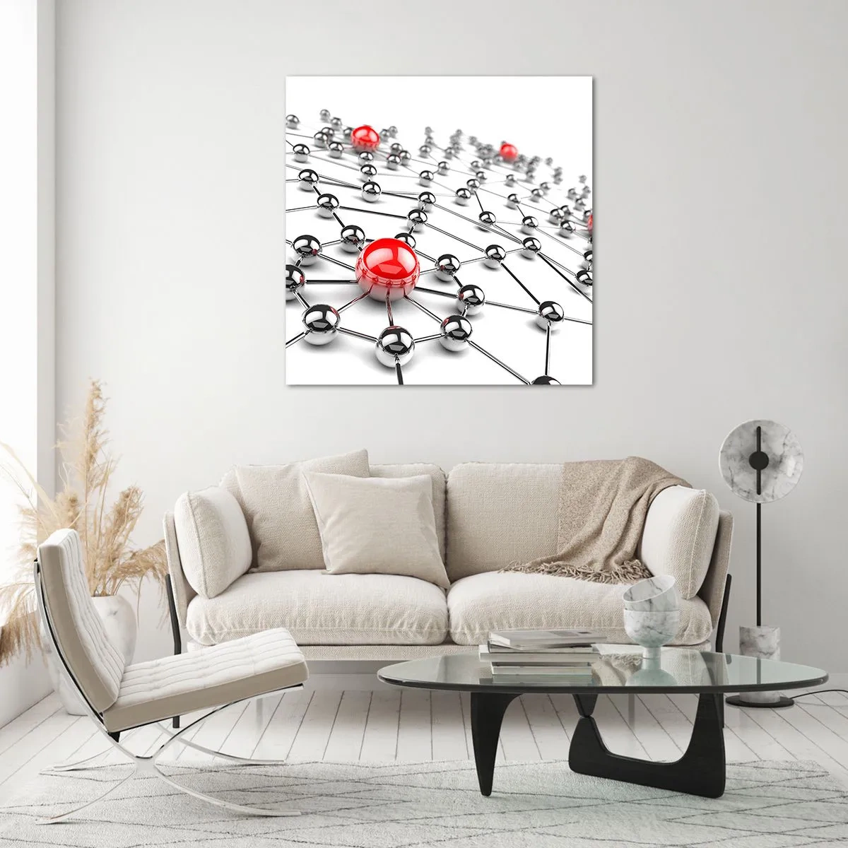 Glasbild - Bild auf glas - Silbriges Netz - 60x60 cm