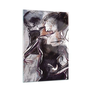Glasbild - Bild auf glas - Tänzer und ein Saxophonist im künstlerischen Sketch-Stil - 50x70cm - In der Musik auflösen - Moderne Wanddekoration für Wohnzimmer und Schlafzimmer ARTTOR