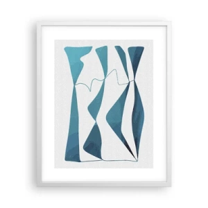 Poster in einem weißen Rahmen - Abstraktion: türkisfarbene Verbindung - 40x50 cm