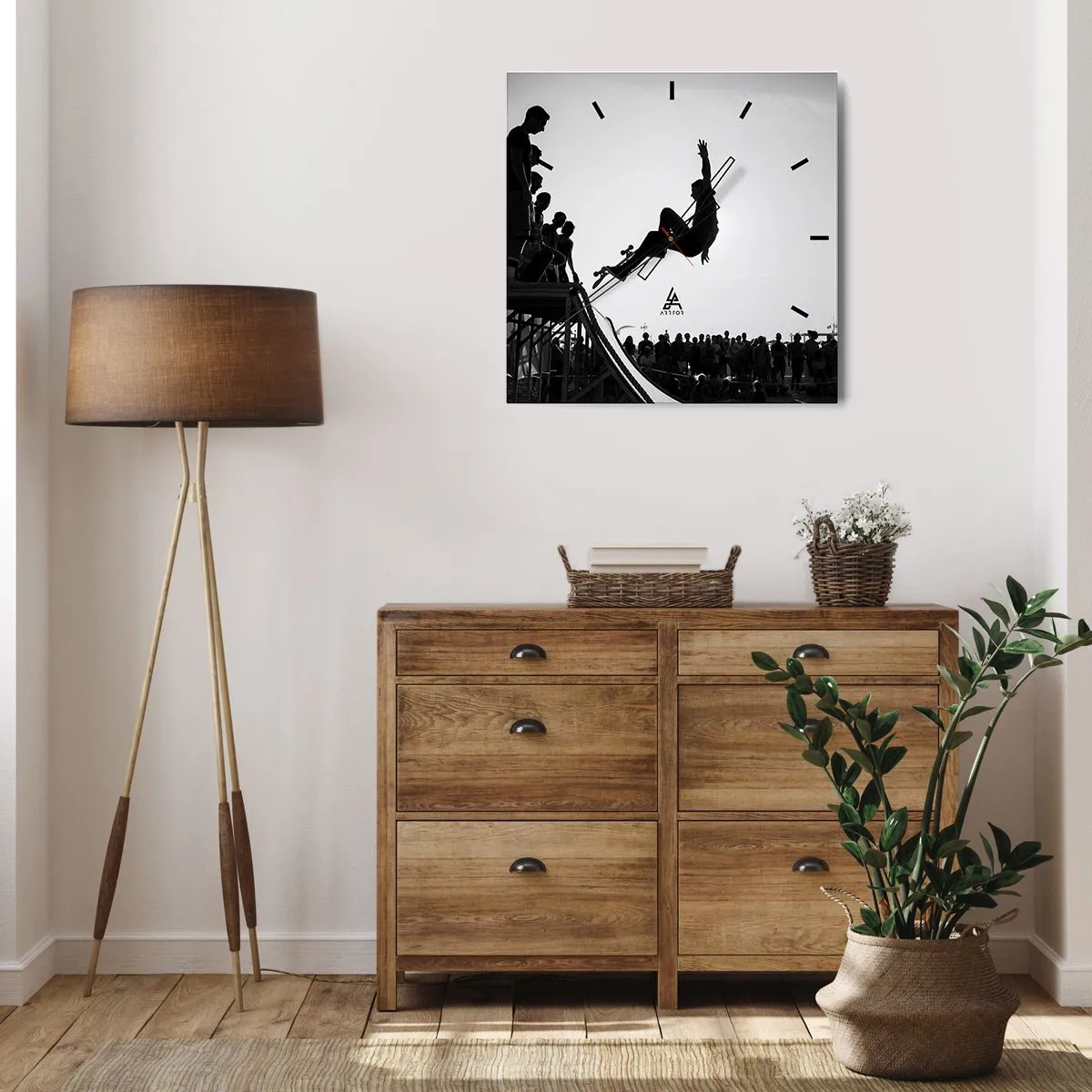 Wanduhr - Glasuhr - Helden und Zuschauer - 40x40 cm