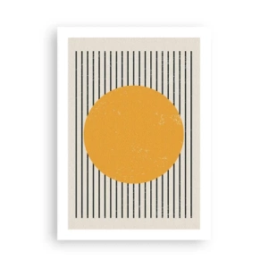 Poster - Geometrische Komposition mit orangefarbenem Kreis und Linien - 50x70cm - Die Kraft der Einfachheit - Moderne Wanddekoration für Wohnzimmer und Schlafzimmer ARTTOR