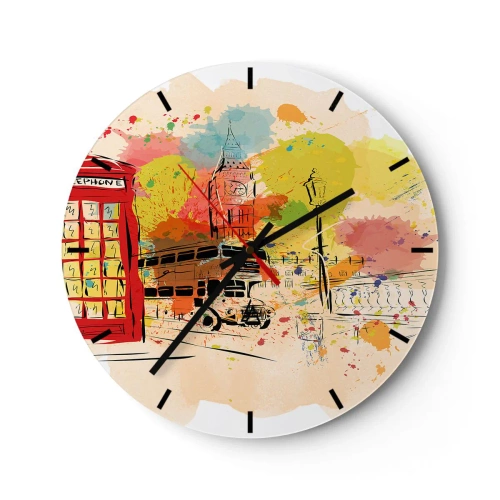 Wanduhr - Glasuhr - Die Stadt der Vielfalt - 40x40 cm