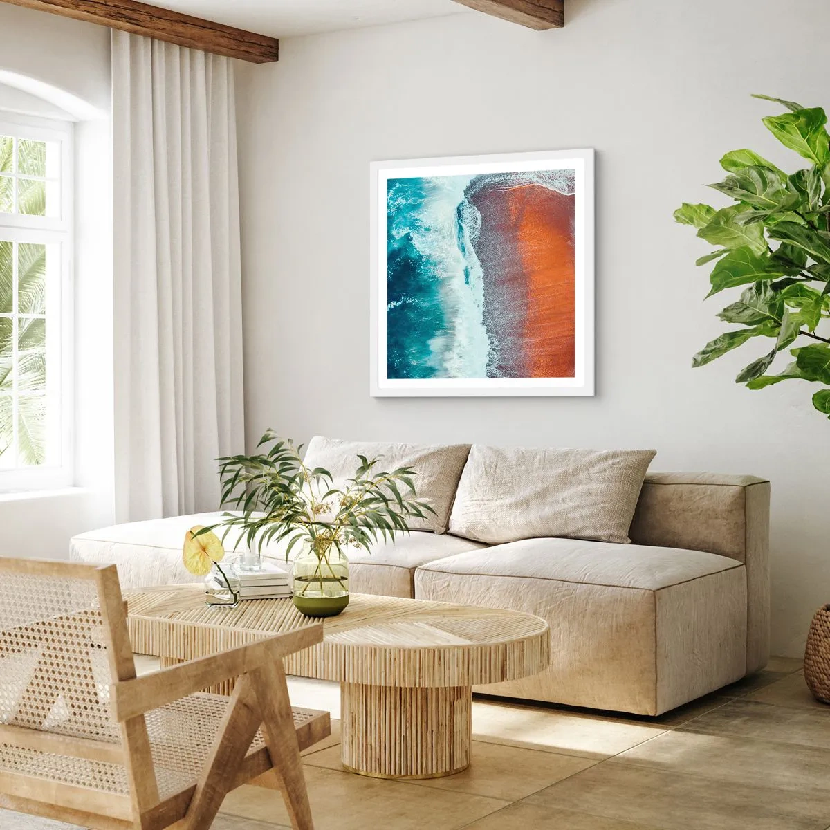 Poster in einem weißen Rahmen - Berührung des Ozeans - 60x60 cm