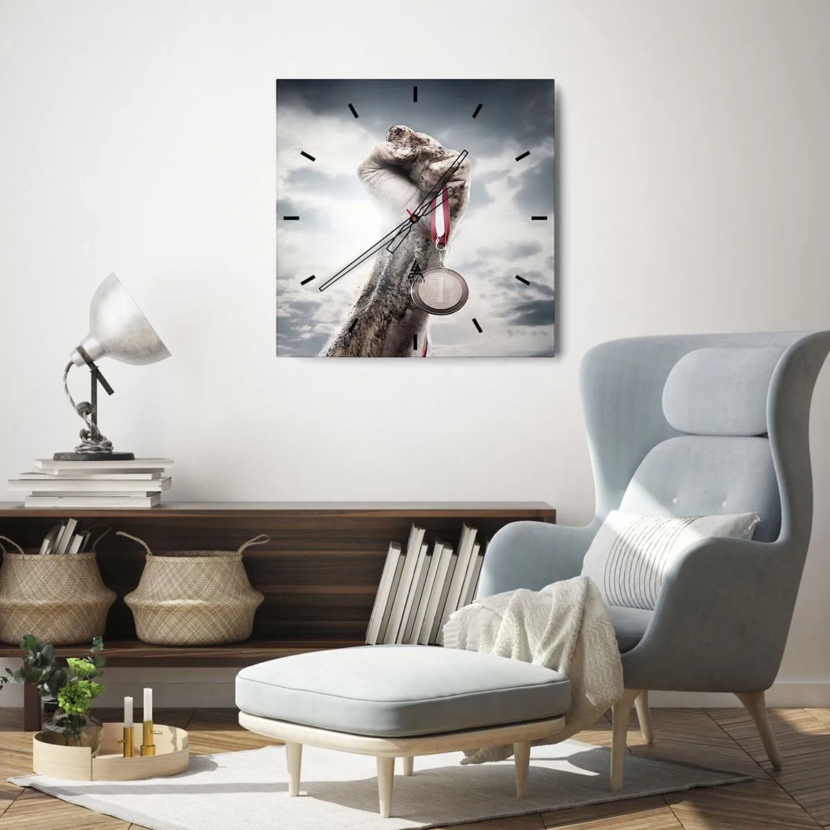 Wanduhr - Glasuhr - Per aspera ad astra - 40x40 cm