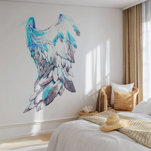 Selbstklebende Fototapete Deluxe Sticker - Ich brauche Flügel - Abstraktion, Vogel Flügel, Vogelfedern - 200x140 cm
