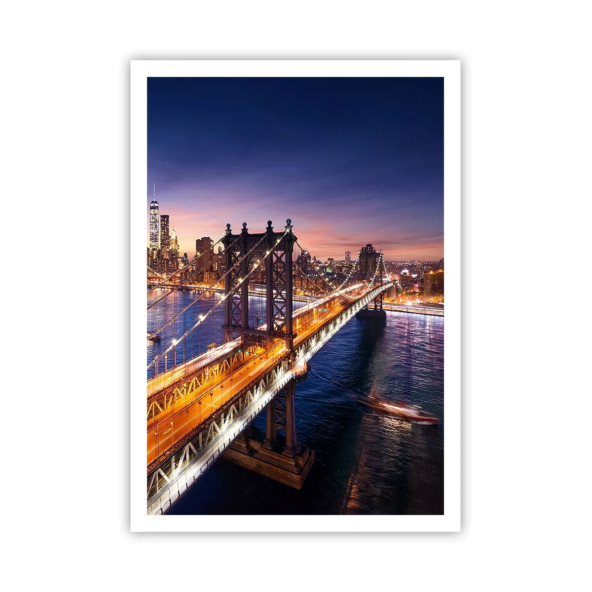 Poster - Eine leuchtende Brücke zum Herzen der Stadt - 70x100 cm