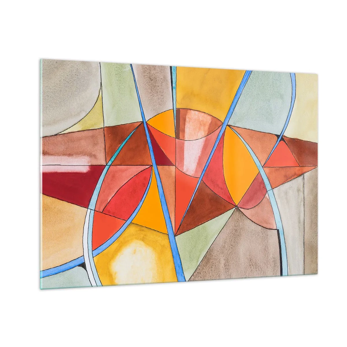 Glasbild - Bild auf glas - Bunte Abstraktion mit geometrischen Formen - 100x70cm - Das Karussell, das Traumkarussell - Moderne Wanddekoration für Wohnzimmer und Schlafzimmer ARTTOR