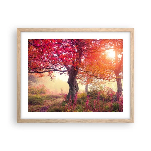 Poster in einem Rahmen aus heller Eiche - Blühende Raserei - 50x40 cm