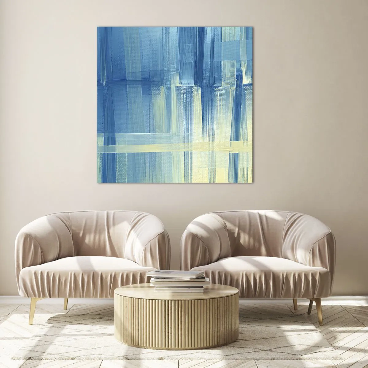 Glasbild - Bild auf glas - Komposition in Türkis - 60x60 cm