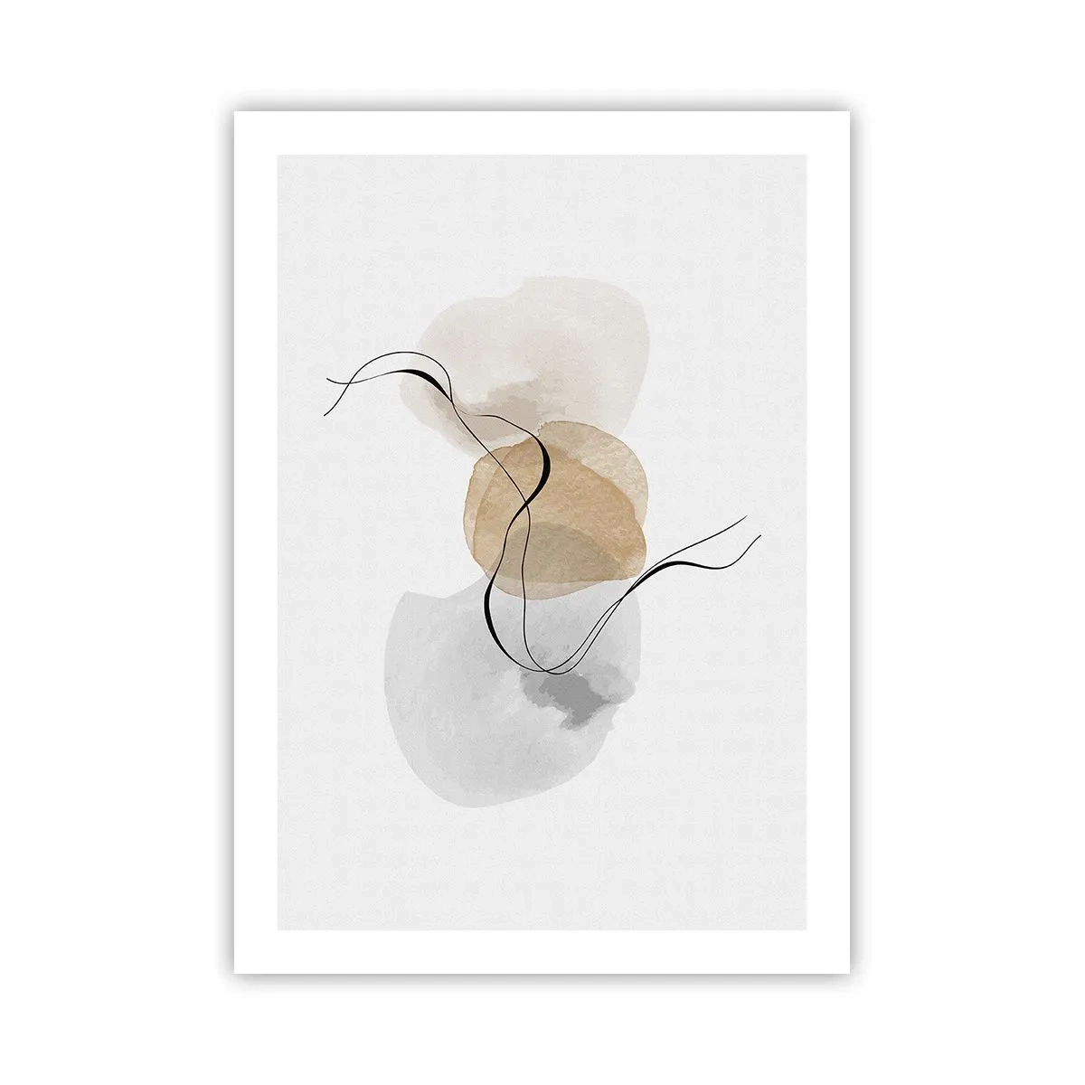 Poster - Eine abstrakte Komposition in neutralen Farben mit zarten Linien. - 50x70cm - Luftperlen - Moderne Wanddekoration für Wohnzimmer und Schlafzimmer ARTTOR