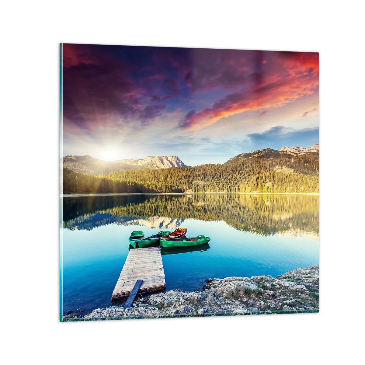 Glasbild - Bild auf glas - Glatt wie ein Spiegel über dem Wasser - 70x70 cm