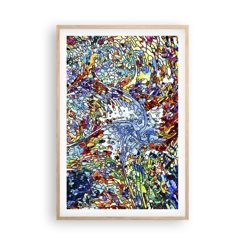 Poster in einem Rahmen aus heller Eiche - Glasmalerei Wassertropfen - 61x91 cm