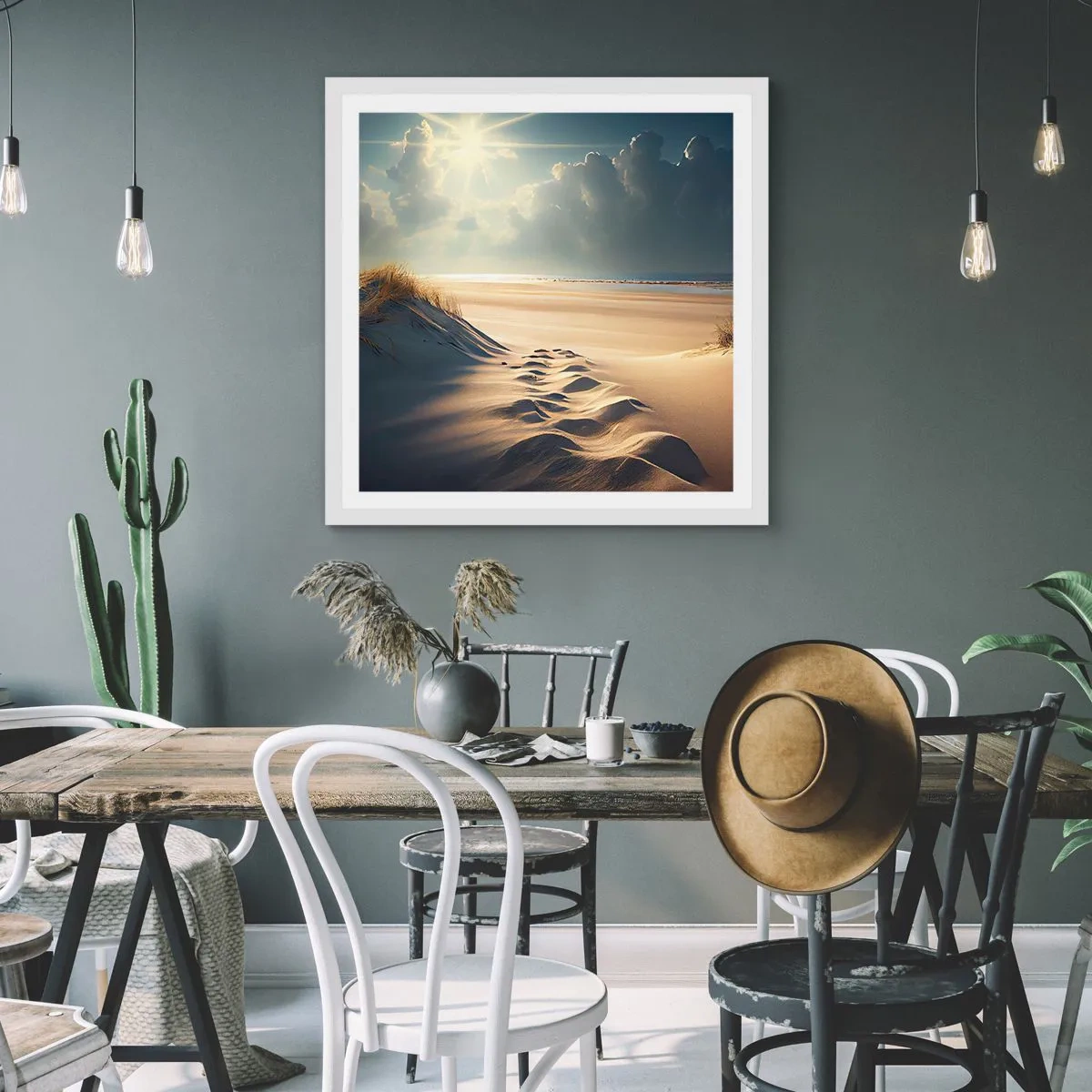 Poster in einem weißen Rahmen - Beruhigende Landschaft - 30x30 cm