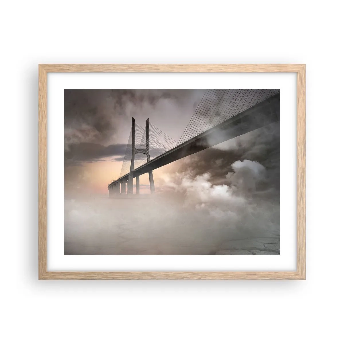 Poster in einem Rahmen aus heller Eiche - Auf dem Fluss, den es nicht gibt - 50x40 cm