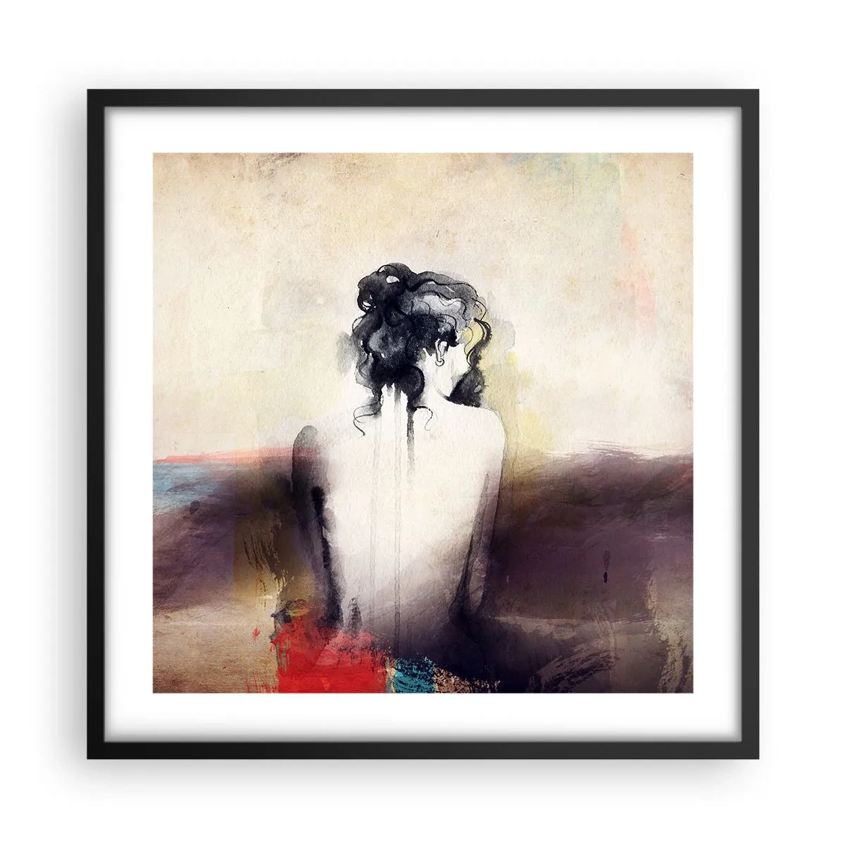 Poster in einem schwarzem Rahmen - Glatte Linien, ovale Formen - 50x50 cm