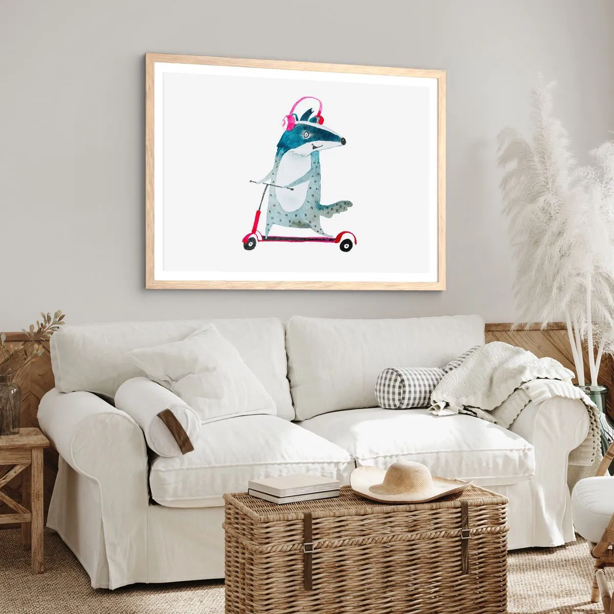 Poster in einem Rahmen aus heller Eiche - Dachsfreude - 40x30 cm