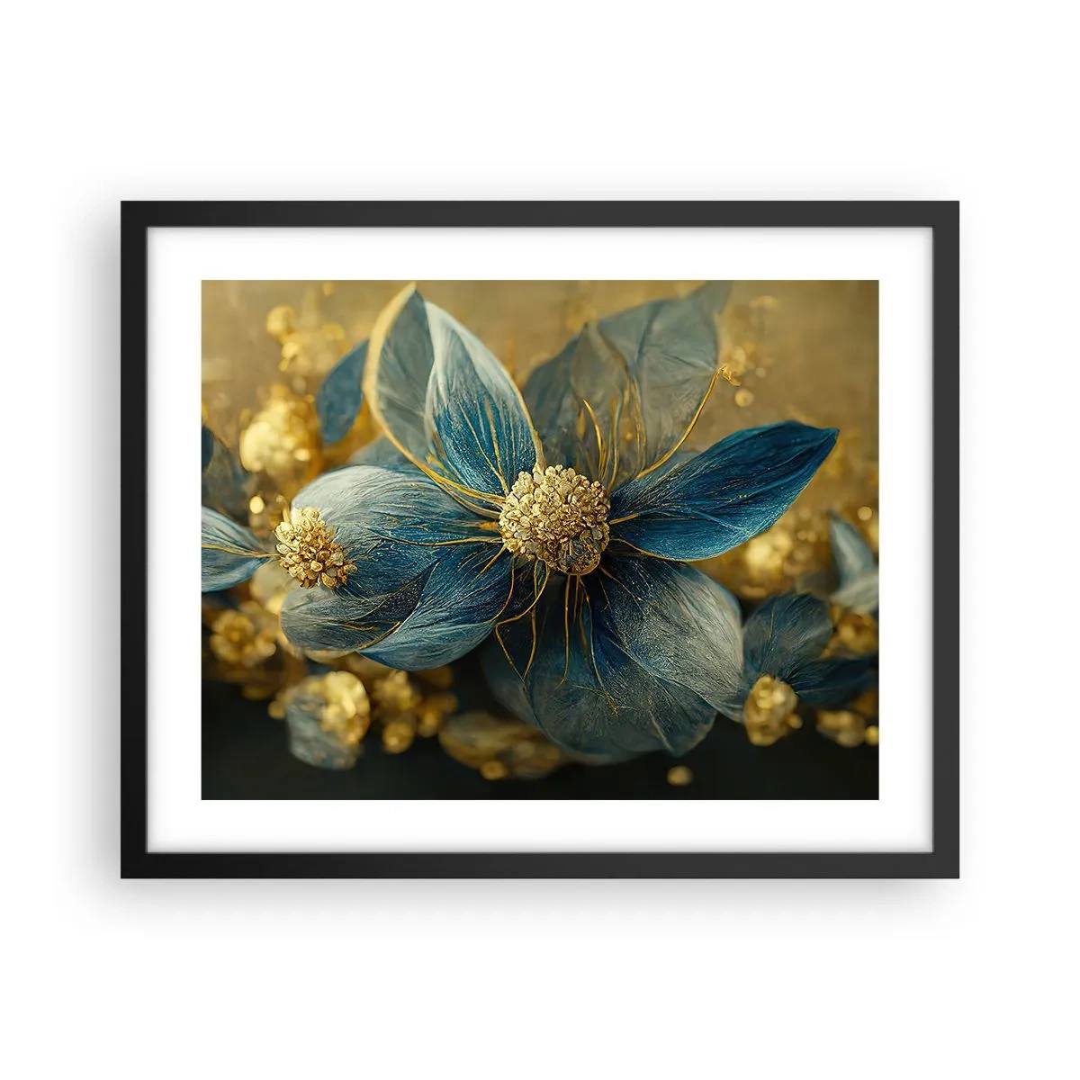 Poster in einem schwarzem Rahmen - Mit Gold blühen - 50x40 cm