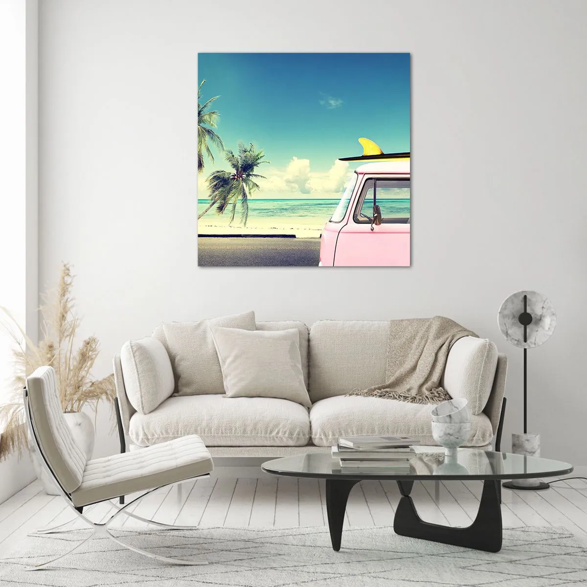 Glasbild - Bild auf glas - Zeit um in die Ferien zu starten - 60x60 cm