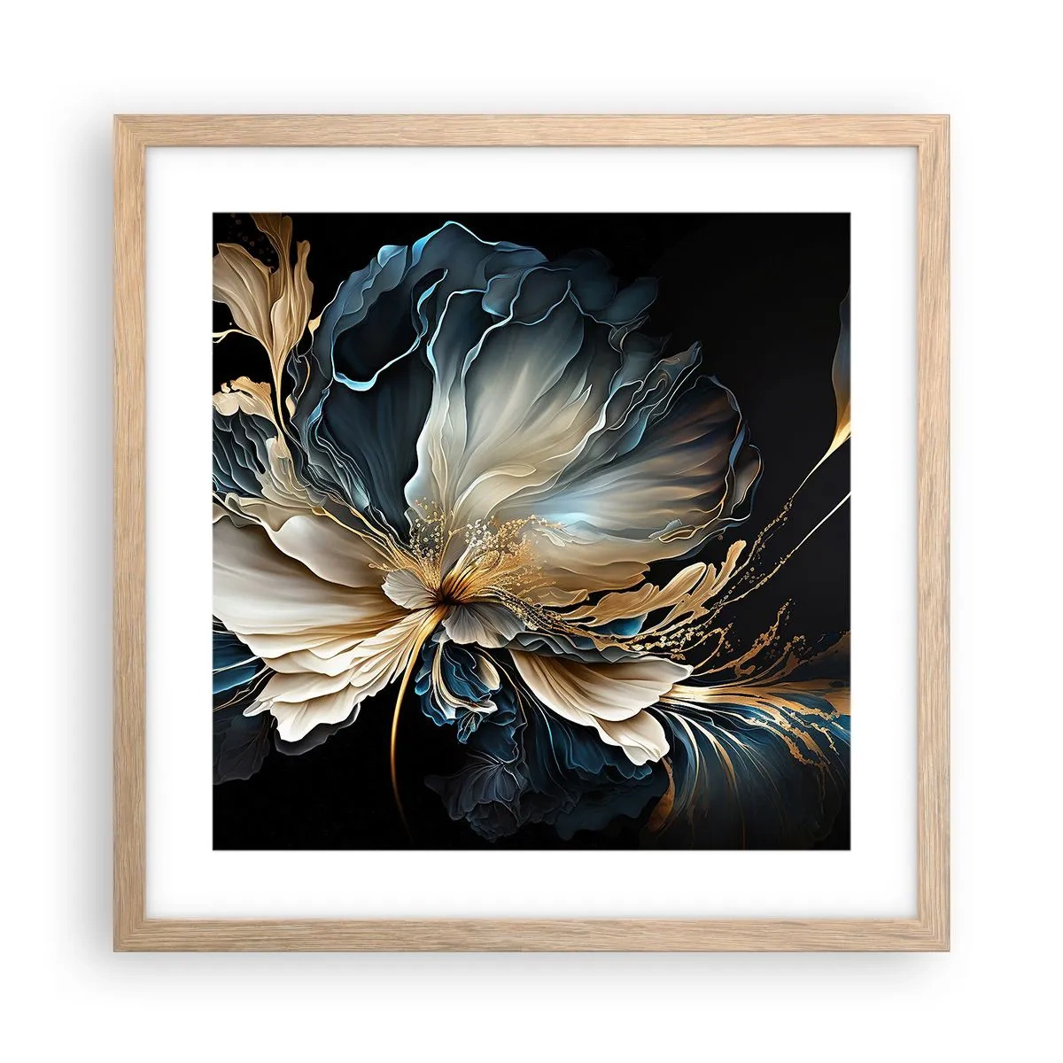 Poster in einem Rahmen aus heller Eiche - Märchenhafte Farnblume - 40x40 cm