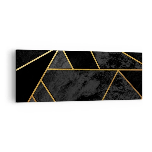 Bild auf Leinwand - Leinwandbild - Geometrisches Goldmuster auf schwarzem Hintergrund - 140x50cm - Dunkelheit und Glanz - Moderne Wanddekoration für Wohnzimmer und Schlafzimmer ARTTOR