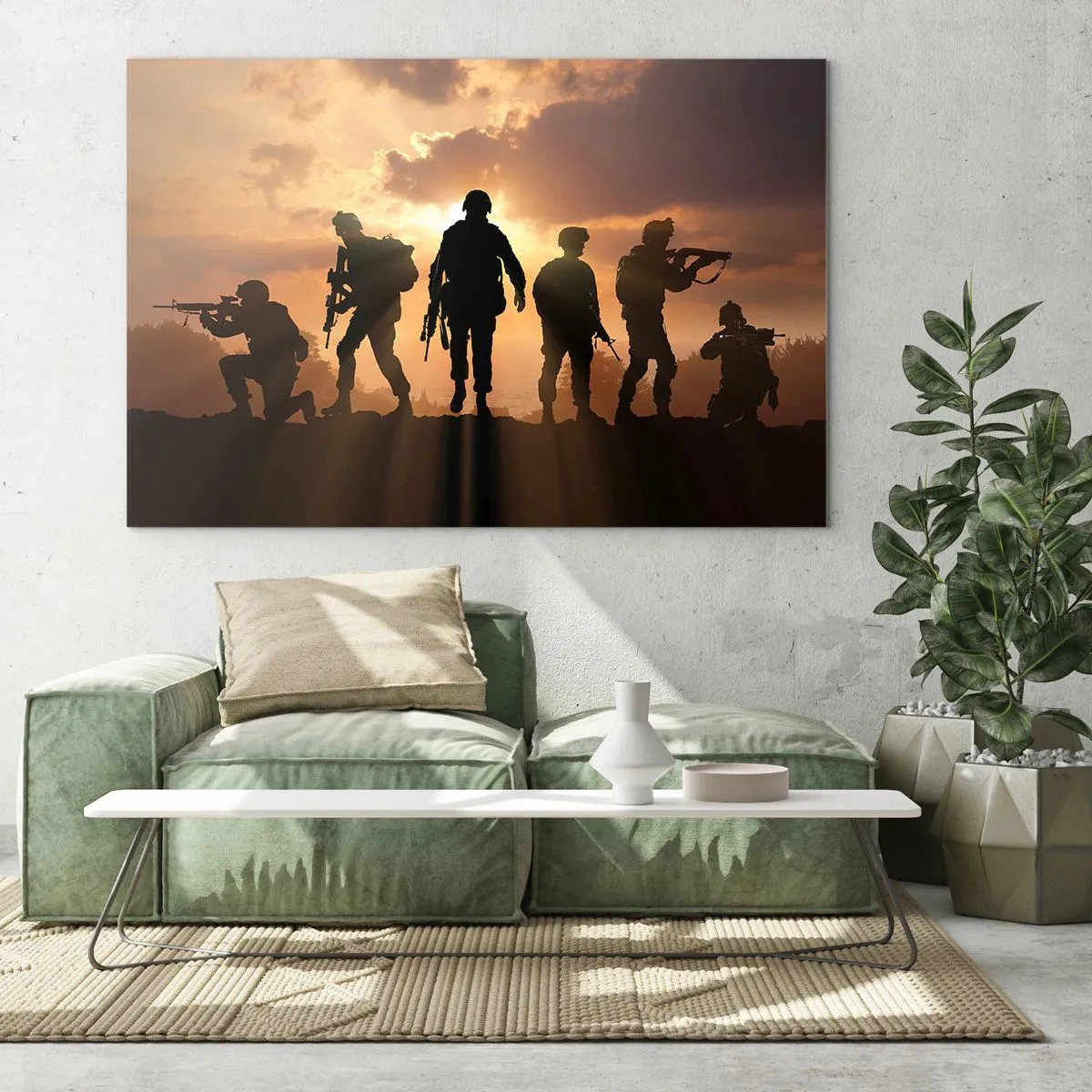 Glasbild - Bild auf glas - Waffenbrüder - 100x70cm - Waffenbrüder - Moderne Wanddekoration für Wohnzimmer und Schlafzimmer ARTTOR