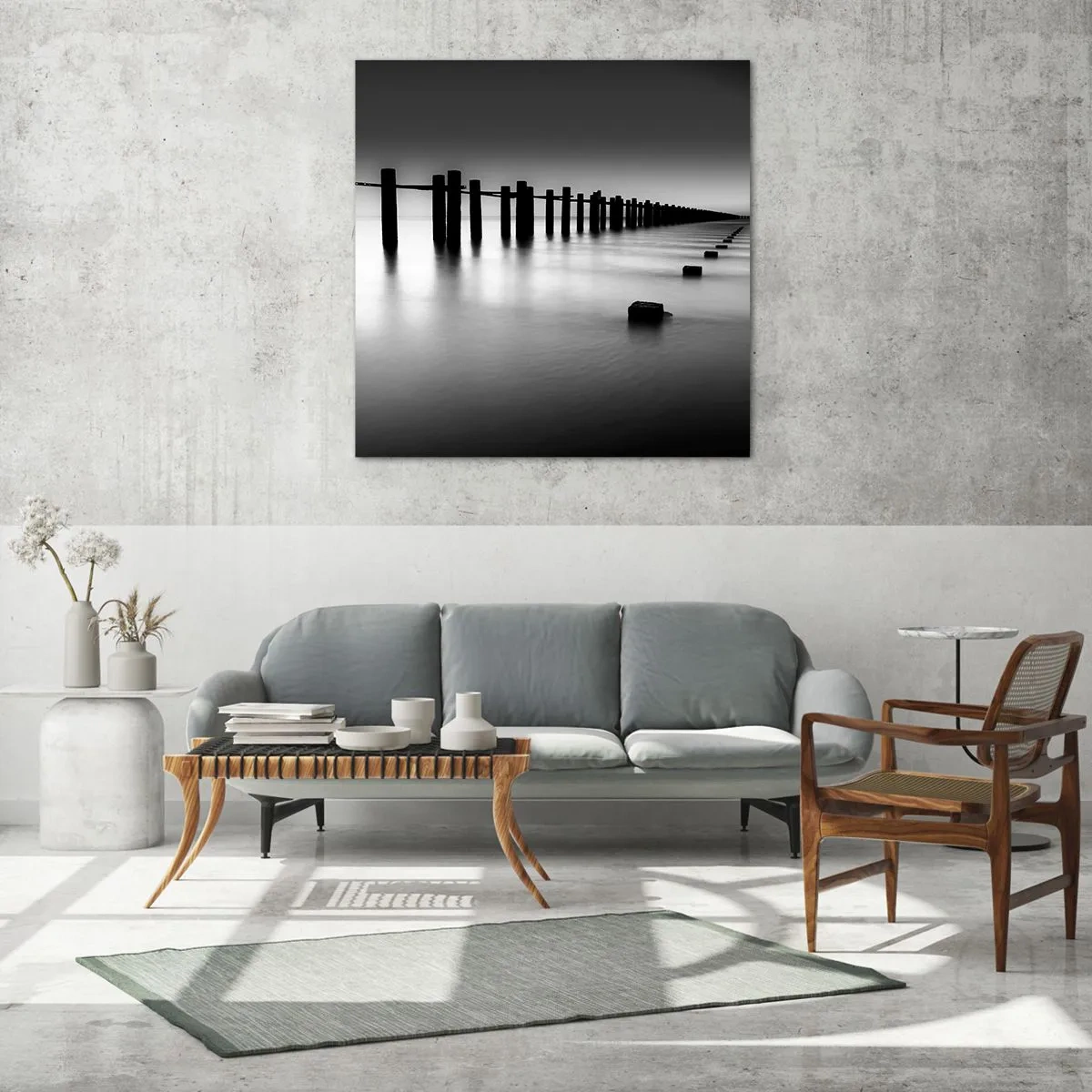 Glasbild - Bild auf glas - Graue Distanz im Nebel - 60x60 cm