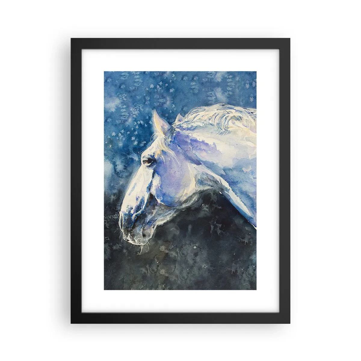 Poster in einem schwarzem Rahmen - Porträt in blauem Glanz - 30x40 cm