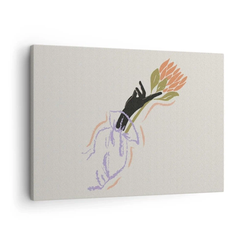 Bild auf Leinwand - Leinwandbild - Ein minimalistischer Blumenstrauß im zarten Stil - 70x50cm - Schwesterliche Berührung - Moderne Wanddekoration für Wohnzimmer und Schlafzimmer ARTTOR