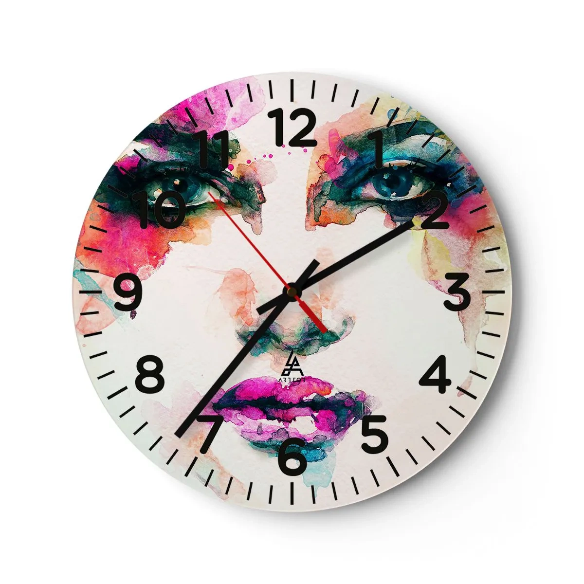 Wanduhr - Glasuhr - Ein mit einem Regenbogen gemaltes Porträt - 30x30 cm
