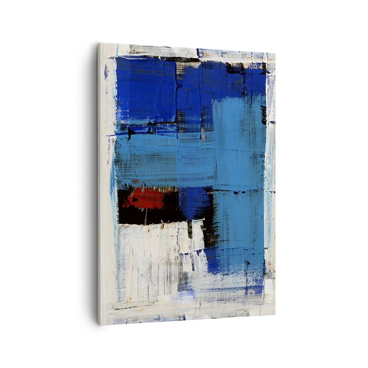 Bild auf Leinwand - Leinwandbild - Abstrakte Komposition in Blau- und Weißtönen - 50x70cm - Geheimnis ist blau - Moderne Wanddekoration für Wohnzimmer und Schlafzimmer ARTTOR