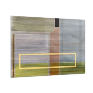 Glasbild - Bild auf glas - Moderne Abstraktion mit rechteckigen Formen und erdigen Farben - 100x70cm - Einfach und ruhig - Moderne Wanddekoration für Wohnzimmer und Schlafzimmer ARTTOR