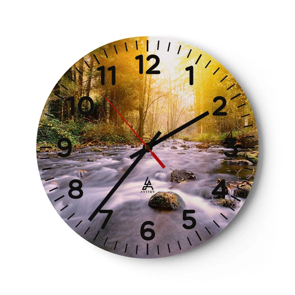 Wanduhr - Glasuhr - Malachit im Silber- und Goldrahmen - 30x30 cm